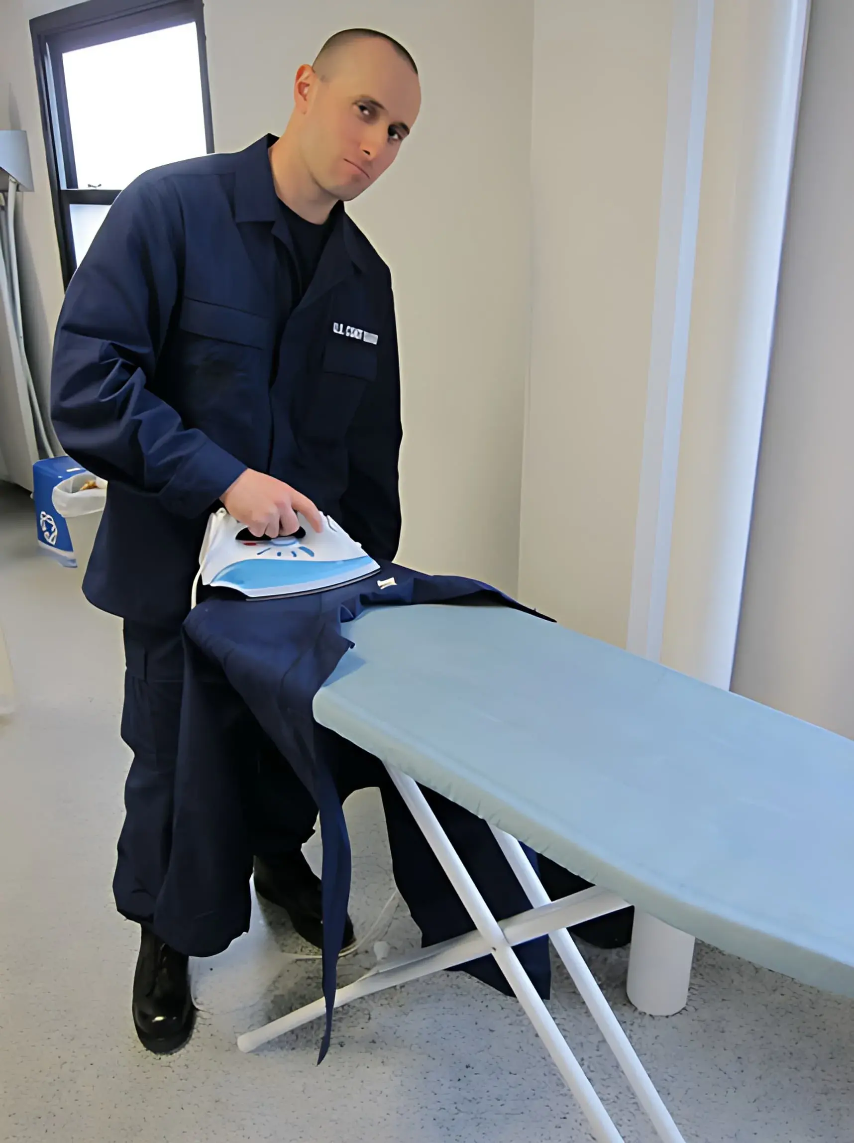 Me ironing my ODU in Coast Guard Boot Camp