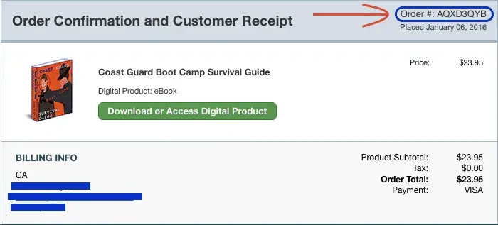ClickBank Receipt Example