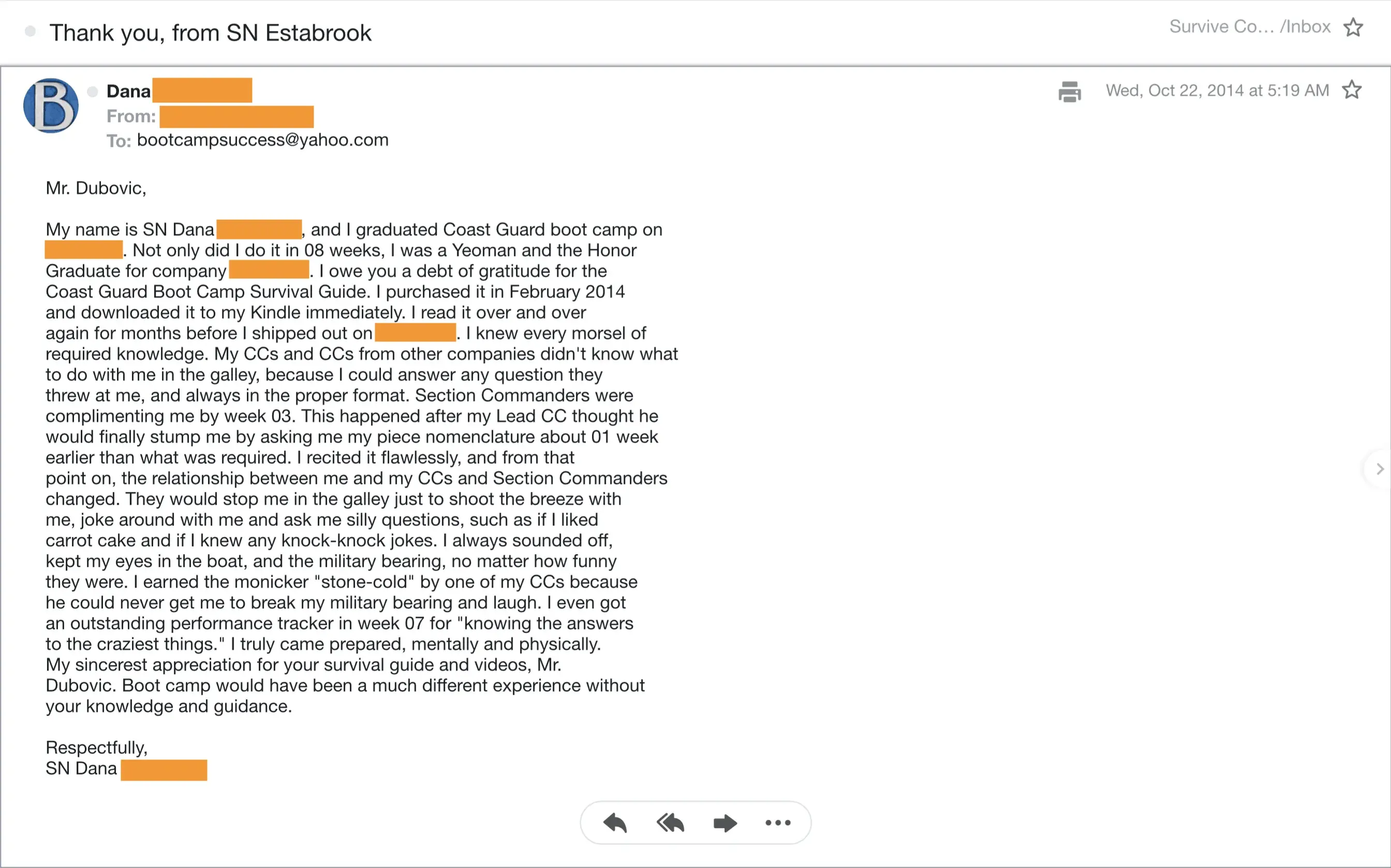 Testimonial 5 - Coast Guard Boot Camp Success Story