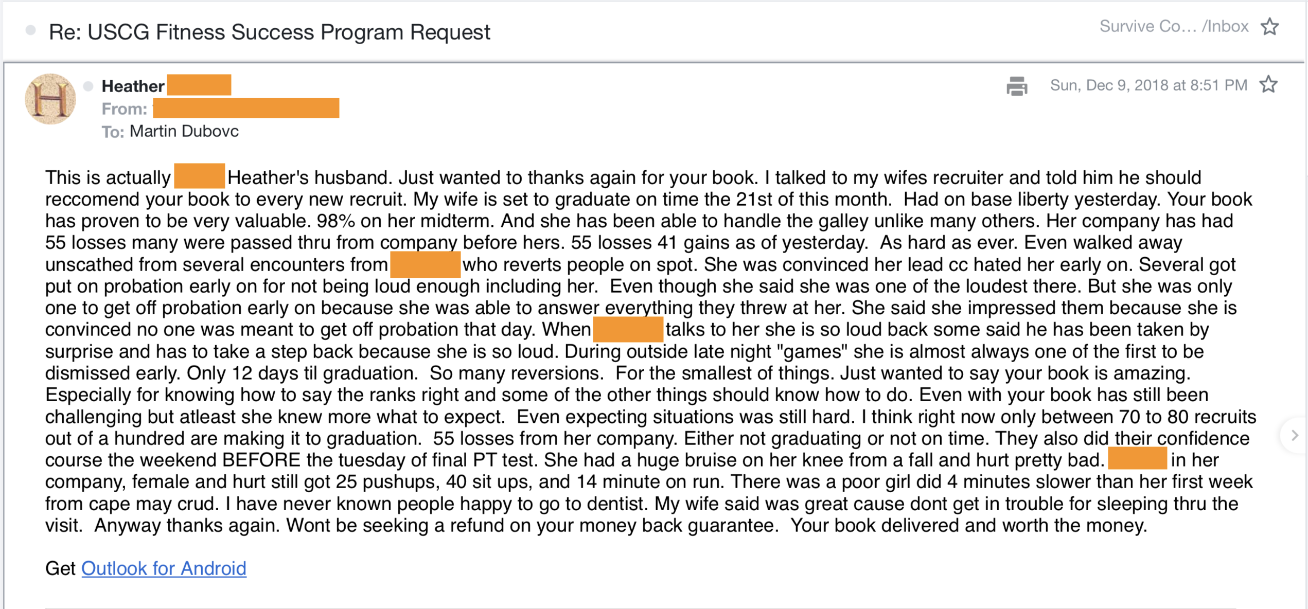 Testimonial 9 - Coast Guard Boot Camp Success Story